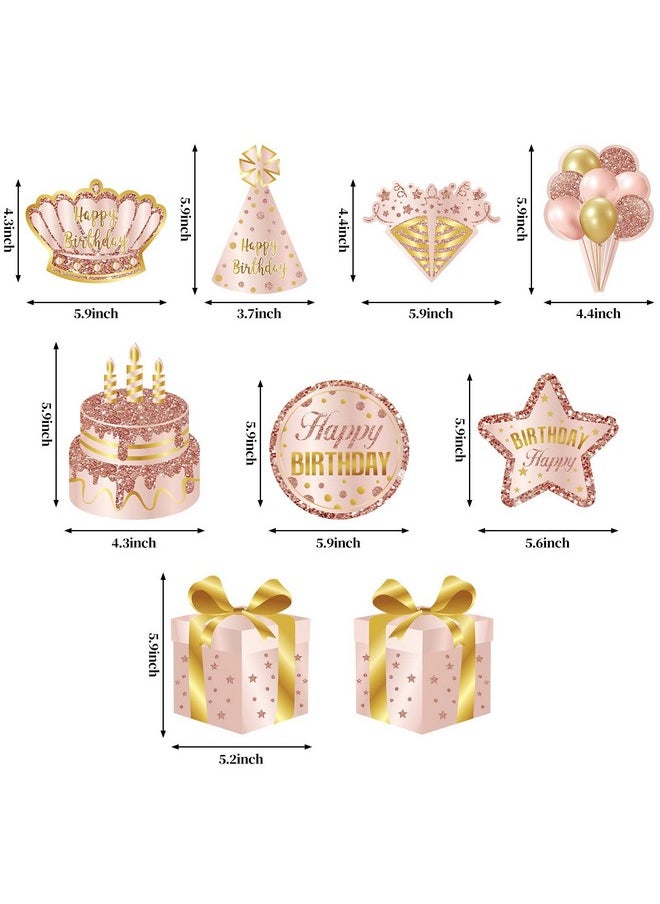 Lnlofen Lnlofen Pink Rose Gold Birthday Hanging Swirls Decorations for Women Girls, 30pcs Happy Birthday Swirls Party Supplies, 10th 16th 21st 30th 40th 50th 60th Bday Ceiling Decor  - Image 2