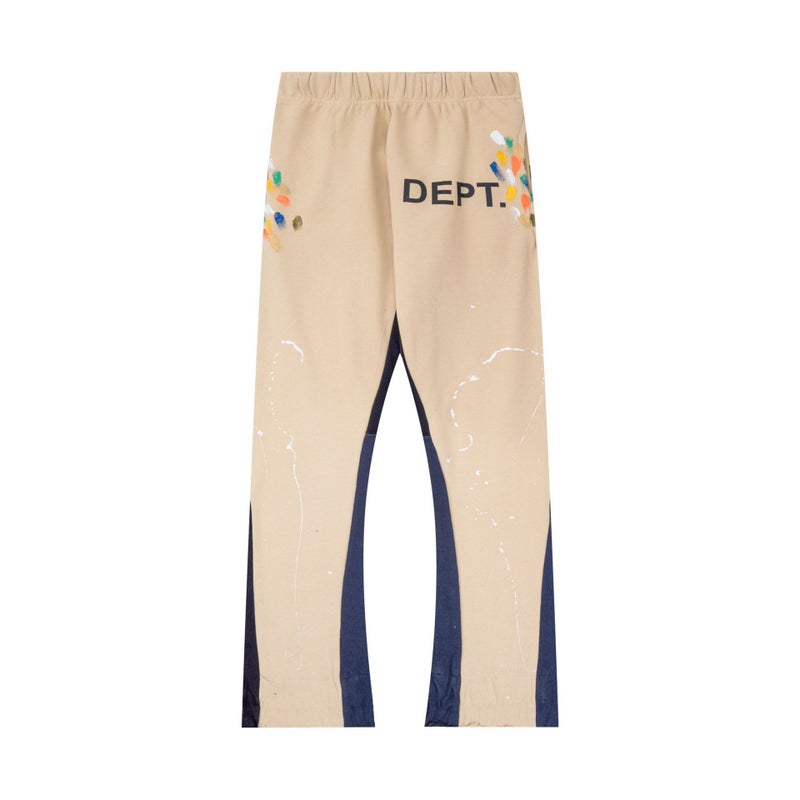 Gallery Dept Classic Hand-Painted Splash Ink Graffiti Printed Stitching Pure Cotton Pants Lovers Casual Trousers - Image 1