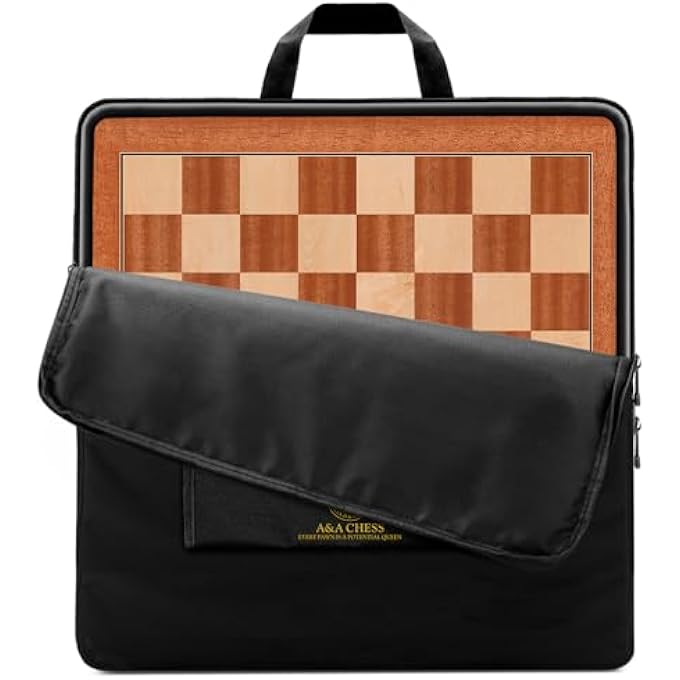 A&A 2125 Professional Wooden Tournament Chess Board  Mahogany  Maple Inlaid  225 Squares wo Notation - Image 1