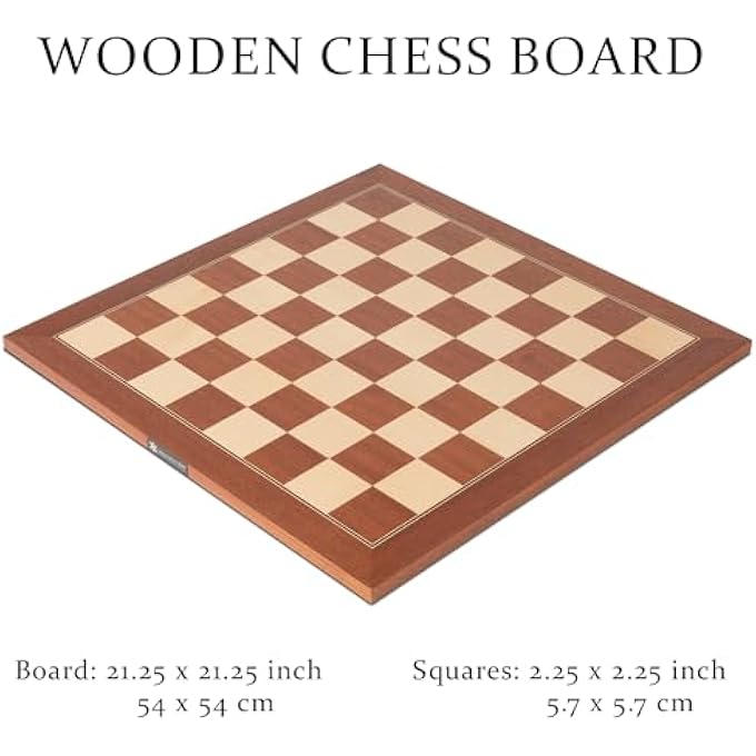 A&A 2125 Professional Wooden Tournament Chess Board  Mahogany  Maple Inlaid  225 Squares wo Notation - Image 2