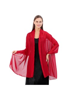 1 x 5 pcs High-Quality Solid Chiffon Bridal Shawl Wine Red