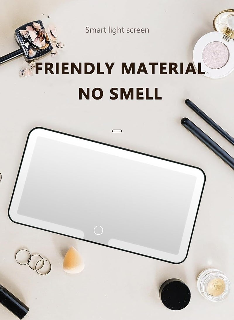 مرآة مكياج للسيارة بإضاءة LED عدد 80 لمبة عالية السطوع – مرآة شماسة قابلة للشحن ببطارية مدمجة مع 3 أوضاع إضاءة (دافئ، طبيعي، أبيض ساطع) وتحكم باللمس مع خاصية التعتيم – تثبيت عالمي يناسب معظم سيارات السيدان وSUV – تصميم أنيق ومحمول لمكياج مثالي داخل السيارة أثناء القيادة والسفر - Image 2