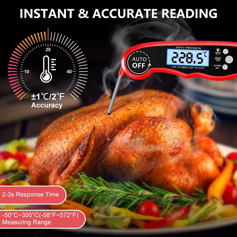 RIWUSI Meat Thermometer Digital, Instant Read Food Thermometer with Dual Probe, Backlight LCD Display, Calibration Function, Kitchen Accessories for BBQ Grill, Christmas Stocking Stuffers for Men - Image 2