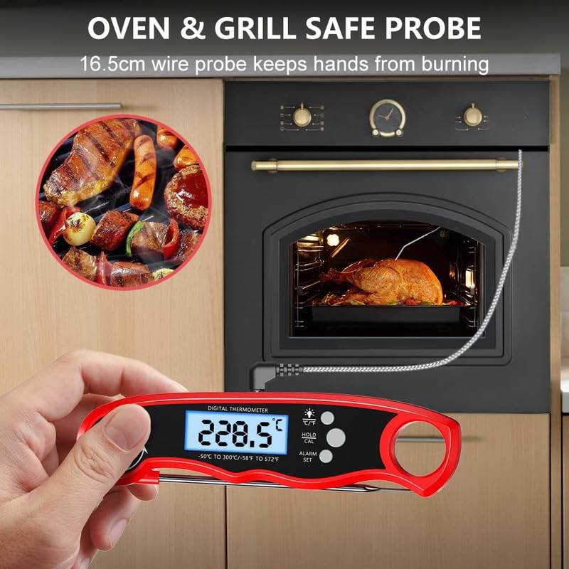 RIWUSI Meat Thermometer Digital, Instant Read Food Thermometer with Dual Probe, Backlight LCD Display, Calibration Function, Kitchen Accessories for BBQ Grill, Christmas Stocking Stuffers for Men - Image 3