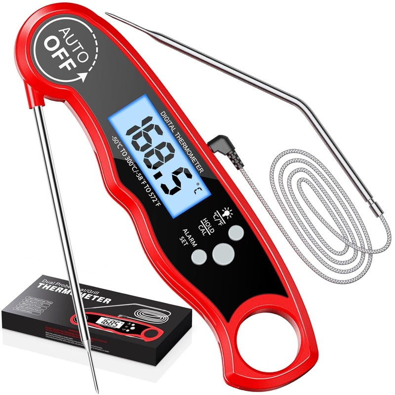 RIWUSI Meat Thermometer Digital, Instant Read Food Thermometer with Dual Probe, Backlight LCD Display, Calibration Function, Kitchen Accessories for BBQ Grill, Christmas Stocking Stuffers for Men - Image 1