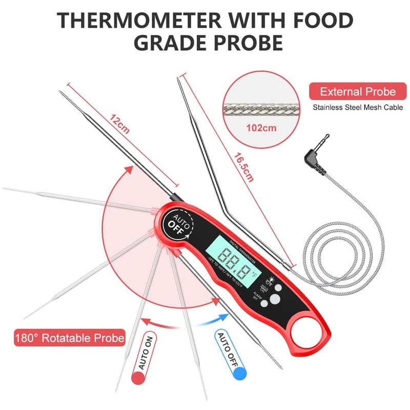 RIWUSI Meat Thermometer Digital, Instant Read Food Thermometer with Dual Probe, Backlight LCD Display, Calibration Function, Kitchen Accessories for BBQ Grill, Christmas Stocking Stuffers for Men - Image 4
