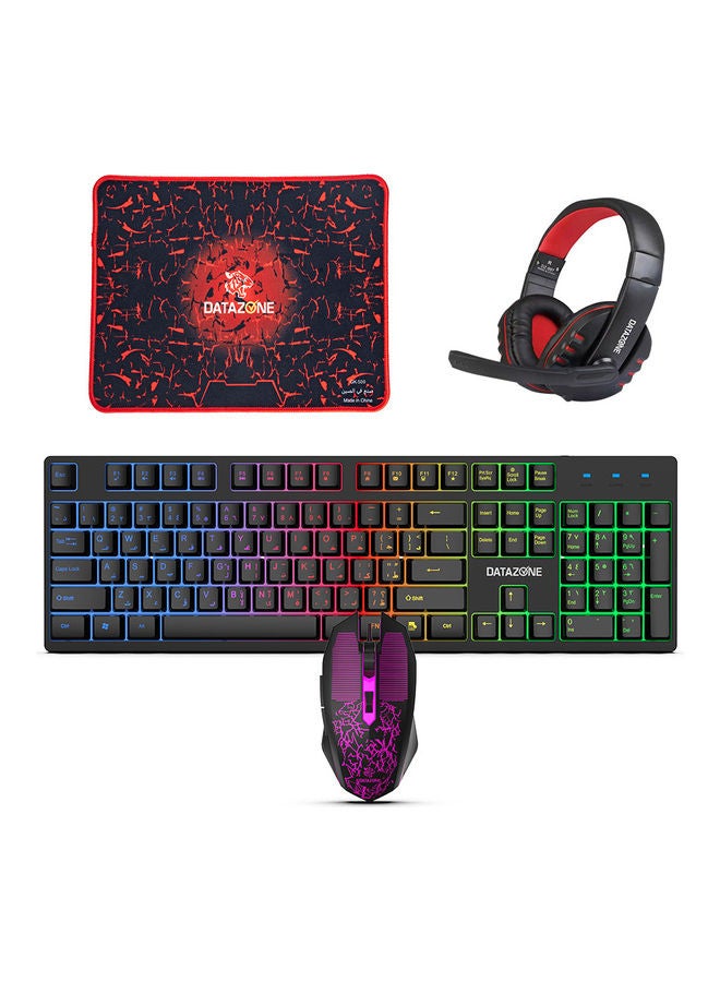 Datazone Backlit Wired Gaming Mouse With Keyboard, Mousepad And Headset - Image 2