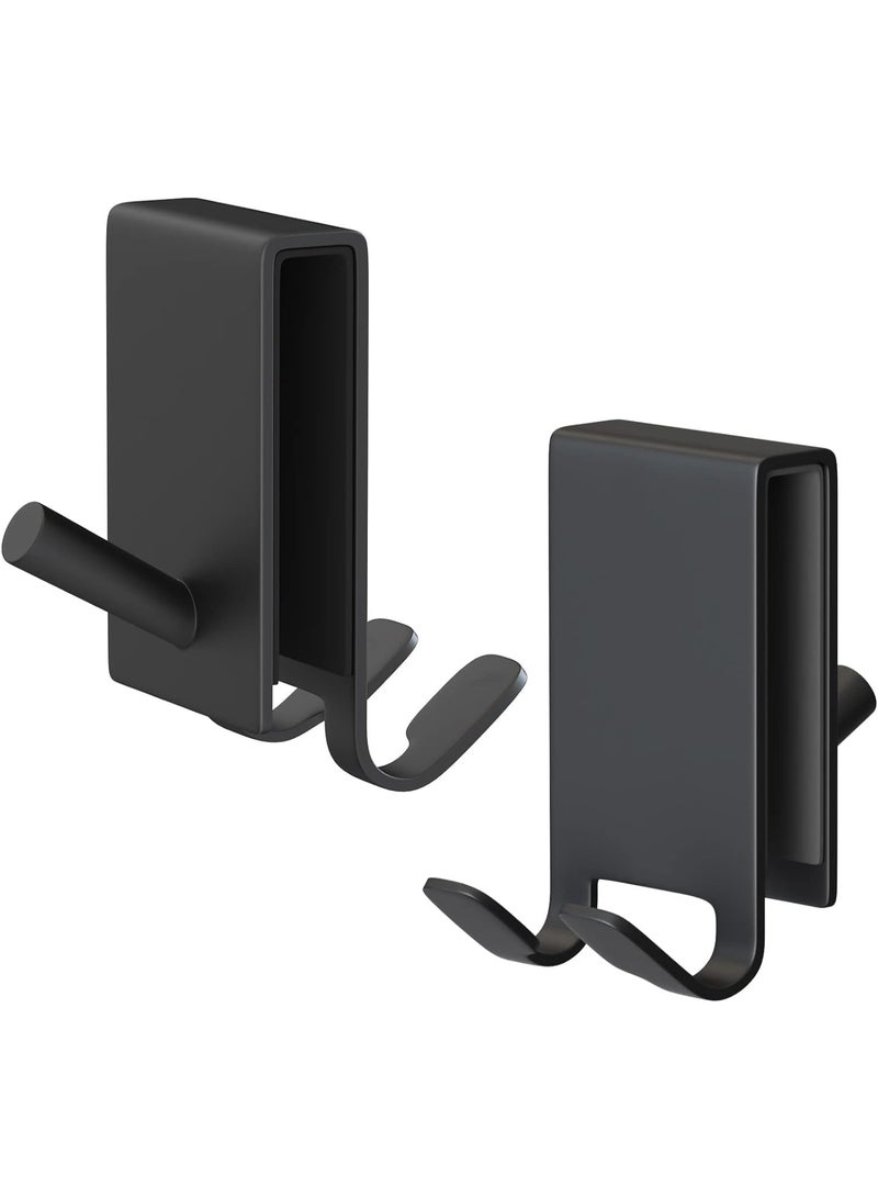 Shower Door Hooks, 2 Pack Triple Shower Towel Hook, for Bathroom Frameless Glass Door, Stainless Steel Over Shower Door Hook, for Hanger Towels, Razor, Shower Squeegee - Image 2