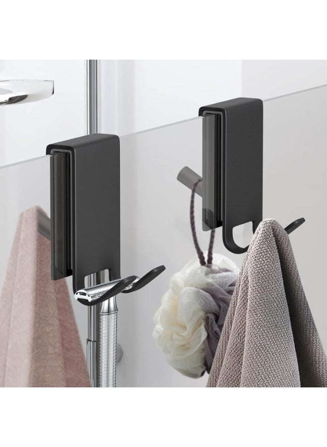 Shower Door Hooks, 2 Pack Triple Shower Towel Hook, for Bathroom Frameless Glass Door, Stainless Steel Over Shower Door Hook, for Hanger Towels, Razor, Shower Squeegee - Image 4