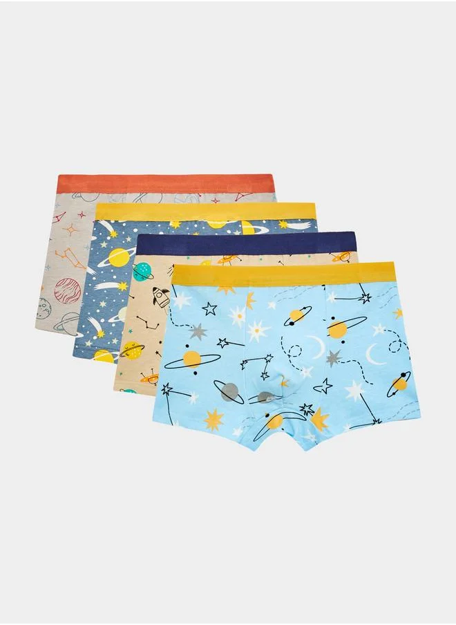 Styli Styli Boys Pack of 4 - Printed Briefs with Contrast Waistband