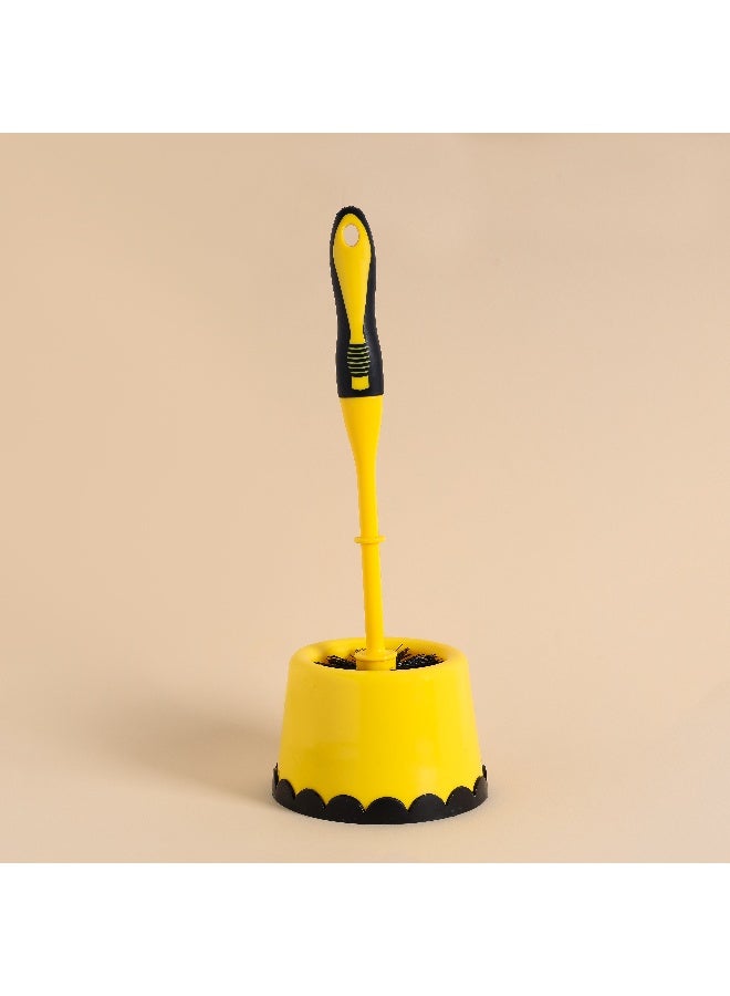 Royalford Toilet Brush with Holder- RF11189| Compact and Light-Weight Toilet Brush Perfect for Cleaning Indian and Western Style Toilets| Superior-Quality Cleaning Brush with Long Handle for Better Reach and Efficient Cleaning| Yellow and black - Image 4