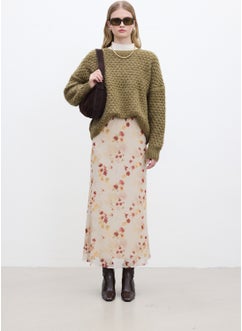 Manuka Patterned Tulle Midi Skirt Brush  - Image 2