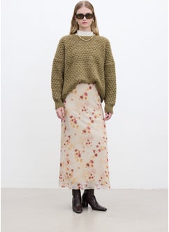 Manuka Patterned Tulle Midi Skirt Brush  - Image 1