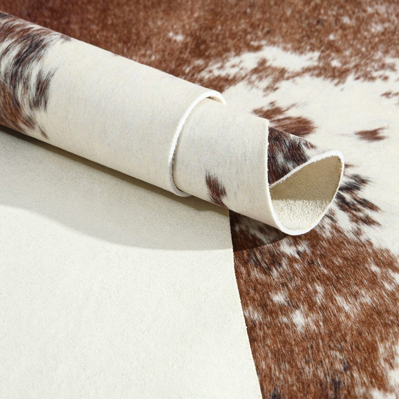 Easycozy Faux Cowhide Large Cow Print Rug - 4.7 x 5.2 Feet, Thickened Elastic for Bedroom, Living Room, Home Office, Western Decor - Image 3
