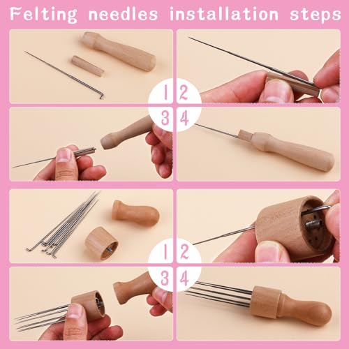 Mayboos Complete Wool Felting Tool Kit,Needle Felting Supplies Needle Felting Kit with 90Pcs Needle Felting Needles,3Pcs Needle Bottles,2Pcs Needle Felting Pen,Needle Felting Tools for Beginner,Professional - Image 3