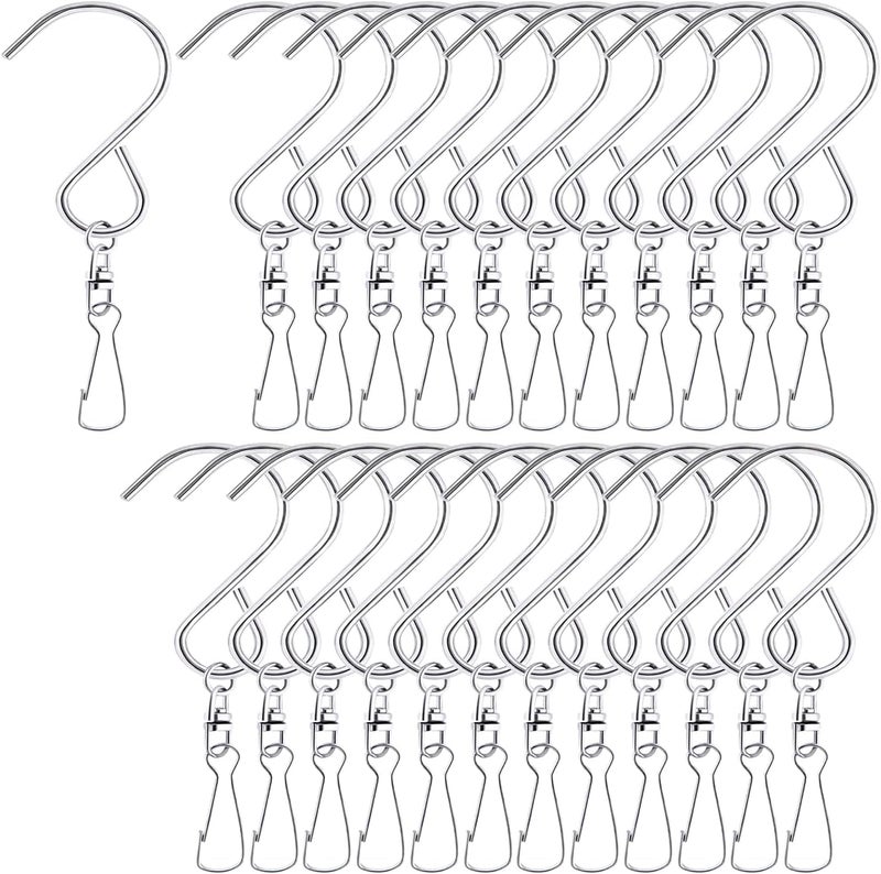 MFDSJ 24 Pcs Swivel Clip Hanging Hooks, Stainless Steel 360 Degree Rotating Windsock Clips for Hanging Wind Chimes, Plants, Bird Feeder, Crystal, Birdcage - Image 1