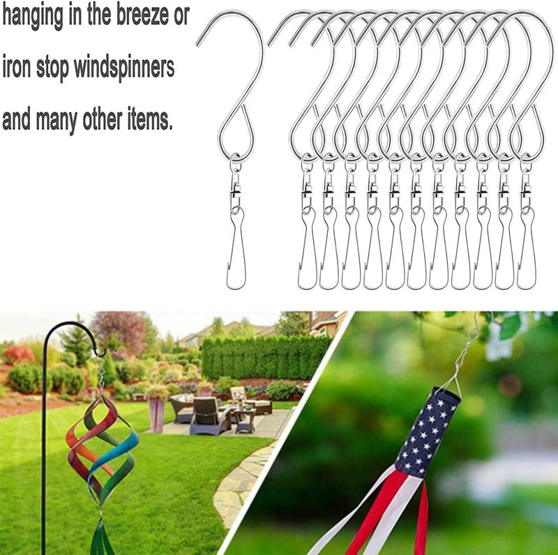 MFDSJ 24 Pcs Swivel Clip Hanging Hooks, Stainless Steel 360 Degree Rotating Windsock Clips for Hanging Wind Chimes, Plants, Bird Feeder, Crystal, Birdcage - Image 4
