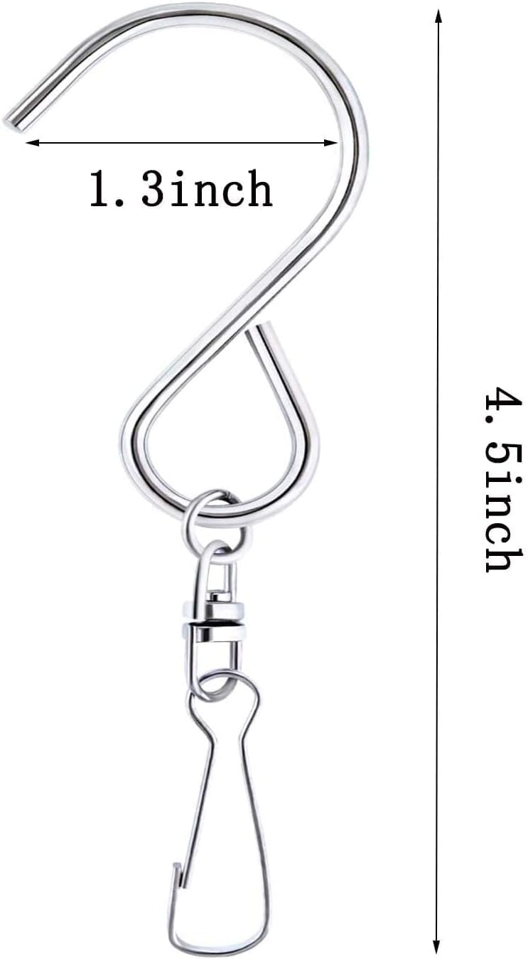 MFDSJ 24 Pcs Swivel Clip Hanging Hooks, Stainless Steel 360 Degree Rotating Windsock Clips for Hanging Wind Chimes, Plants, Bird Feeder, Crystal, Birdcage - Image 2