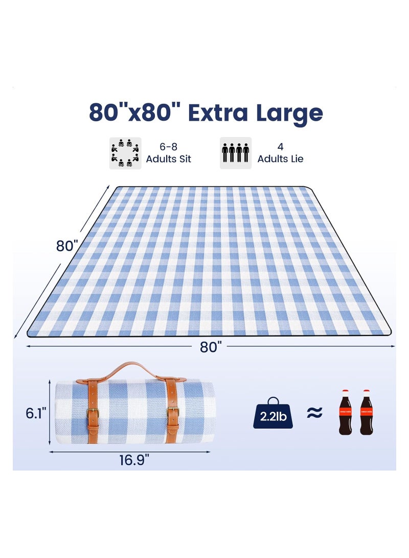 KASTWAVE Outdoor Picnic Mat, Spacious 80”x 80” Picnic Blanket: Extra Large, Waterproof, and Foldable Beach Blanket for 6-8 Adults - Ideal for Camping, Park, Beach, Grass, and Indoor Gatherings - Image 3