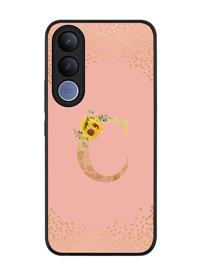 Stylizedd For vivo V70 FE Case,Slim fit Camera Protection, Shockproof Thin Phone cover  - Custom Floral Monogram - C  (Rose Pink ) - Image 1