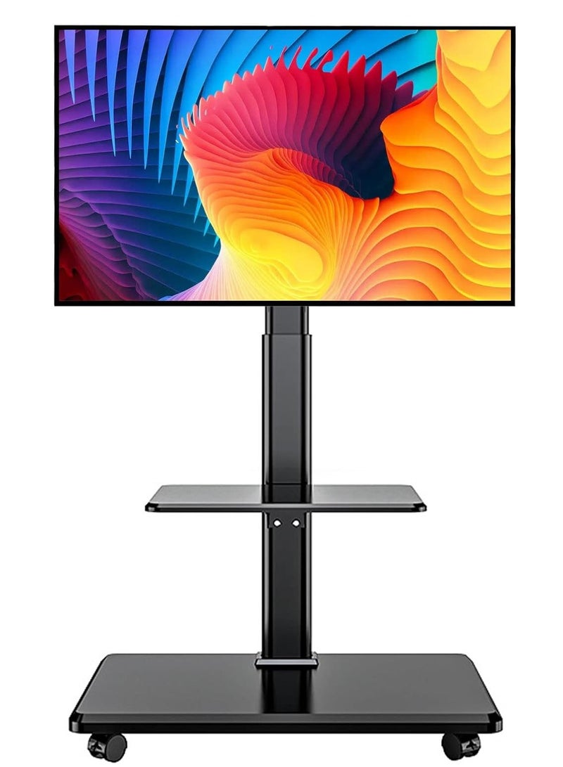 Movable TV Stand with Wheels, TV Table,mobile TV Floor Stand,Suitable 26-70 Inch LED Flat/Curved TV Stands Rolling cart with wheels,Swivel & Height Adjustable,for Family Living Room Bedroom Meeting - Image 1