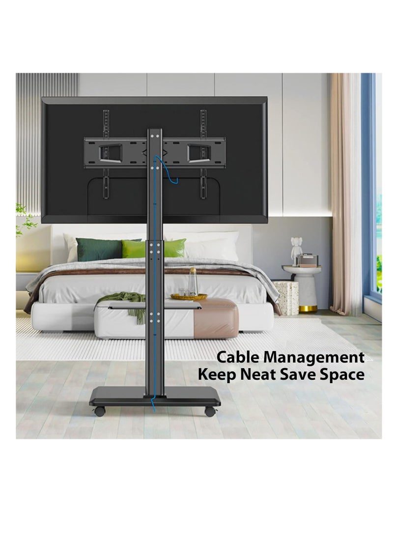 Movable TV Stand with Wheels, TV Table,mobile TV Floor Stand,Suitable 26-70 Inch LED Flat/Curved TV Stands Rolling cart with wheels,Swivel & Height Adjustable,for Family Living Room Bedroom Meeting - Image 4