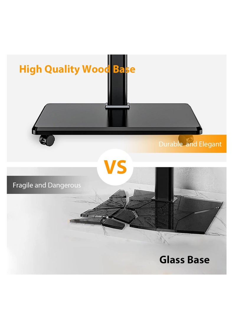 Movable TV Stand with Wheels, TV Table,mobile TV Floor Stand,Suitable 26-70 Inch LED Flat/Curved TV Stands Rolling cart with wheels,Swivel & Height Adjustable,for Family Living Room Bedroom Meeting - Image 5