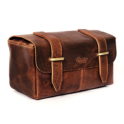 CREATIVE LEATHER ART Leather Toiletry Bag, Toiletry Bags for Women, Leather Cosmetic Bag, Cosmetic Bags for Women, Dopp Kit - Image 1