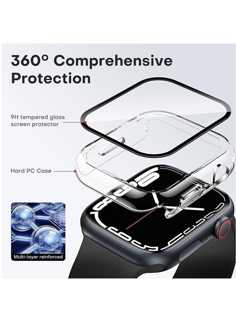 2 Pack Hard Case Designed for Apple Watch Series 8/7 45mm, Built-in 9H Tempered Glass Screen Protector, Slim Bumper Cover for iWatch 45mm - Clear - Image 4