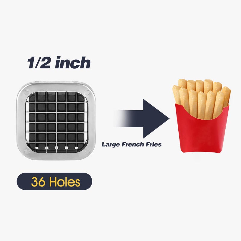 Ruooson French Fry Cutter, Ruooson Professional Potato Cutter Slicer with 1/2 In Stainless Steel Blades, Great for Whole Potatoes Carrots Cucumbers. - Image 3