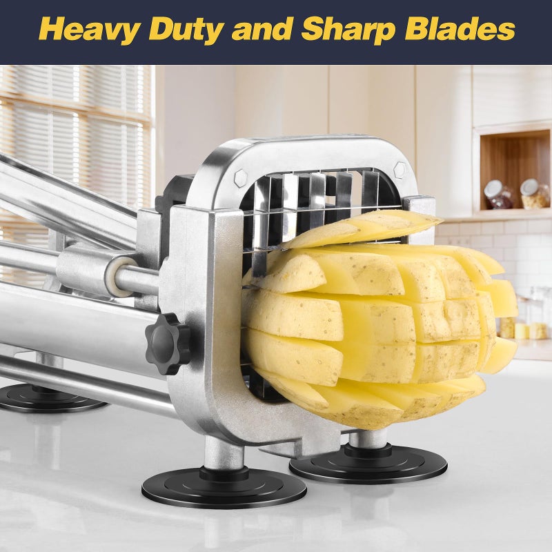 Ruooson French Fry Cutter, Ruooson Professional Potato Cutter Slicer with 1/2 In Stainless Steel Blades, Great for Whole Potatoes Carrots Cucumbers. - Image 2