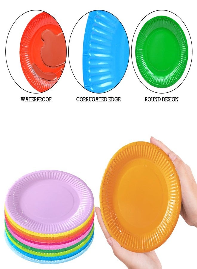 Vankcp 200 Pcs Colorful Paper Plates Bulk, 9 Inch Disposable Paper Dessert Plate, Colored Round Party Plate Waterproof Microwavable for Birthday Picnic Party, 10 Colors - Image 3