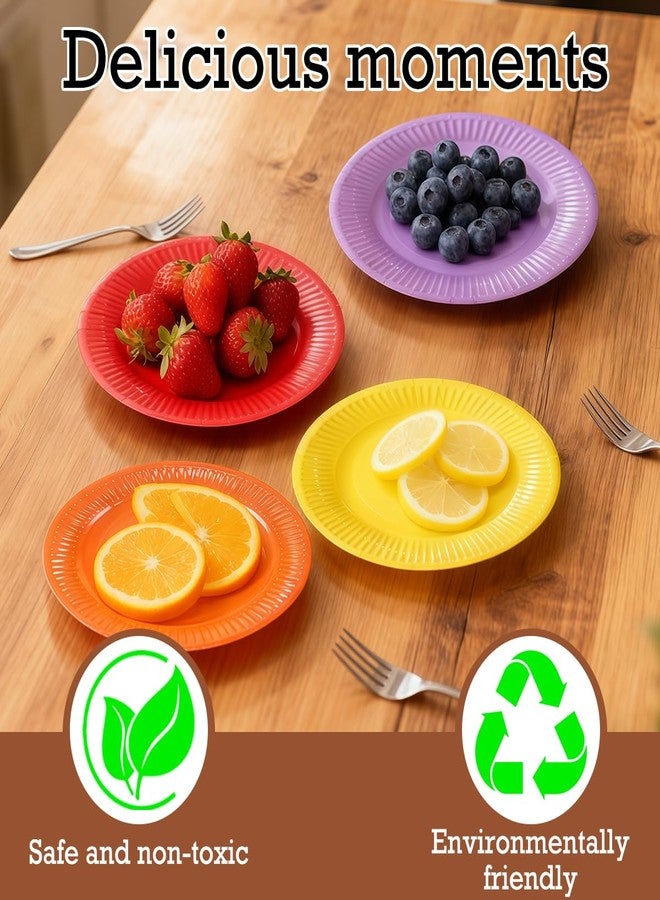 Vankcp 200 Pcs Colorful Paper Plates Bulk, 9 Inch Disposable Paper Dessert Plate, Colored Round Party Plate Waterproof Microwavable for Birthday Picnic Party, 10 Colors - Image 4
