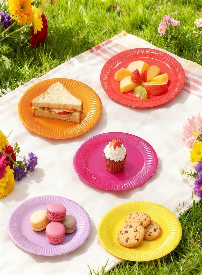 Vankcp 200 Pcs Colorful Paper Plates Bulk, 9 Inch Disposable Paper Dessert Plate, Colored Round Party Plate Waterproof Microwavable for Birthday Picnic Party, 10 Colors - Image 5