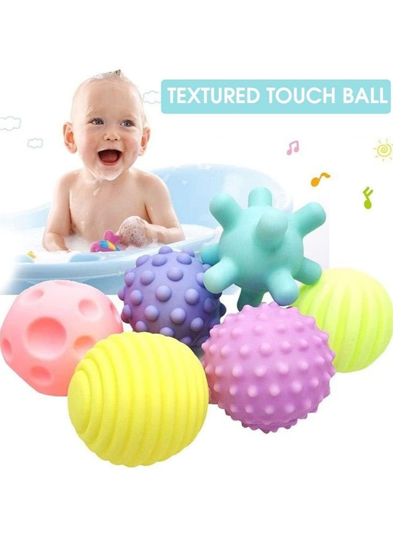 باكت كرات سوفت سيليكون للاطفال الرضع ( متعددة الألوان) 6 قطع - كور عضاضه  للبيبي بملامس مختلفه للبيبهات  - العاب حسية ملونة ناعمة للأطفال البيبي لنمو الدماغ من مطاط السيليكون الناعم   - ألعاب حسية للطفل -عناصر تخفيف القلق للاطفال- كرات ضغط للبيبي- العاب عضاضات للاطفال - Image 2