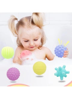 Generic Pack of 6 Soft Silicone Baby Balls (Multicolor) - Teething Balls with Different Textures for Babies - Soft Colorful Sensory Toys for Baby Brain Development Made of Soft Silicone Rubber - Sensory Toys for Baby - Anxiety Relief Items for Babies - Squeeze Balls for Baby - Teething Toys for Babies  - Image 4