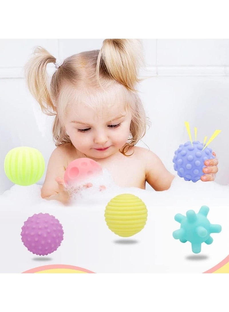 باكت كرات سوفت سيليكون للاطفال الرضع ( متعددة الألوان) 6 قطع - كور عضاضه  للبيبي بملامس مختلفه للبيبهات  - العاب حسية ملونة ناعمة للأطفال البيبي لنمو الدماغ من مطاط السيليكون الناعم   - ألعاب حسية للطفل -عناصر تخفيف القلق للاطفال- كرات ضغط للبيبي- العاب عضاضات للاطفال - Image 4