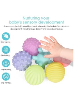 Generic Pack of 6 Soft Silicone Baby Balls (Multicolor) - Teething Balls with Different Textures for Babies - Soft Colorful Sensory Toys for Baby Brain Development Made of Soft Silicone Rubber - Sensory Toys for Baby - Anxiety Relief Items for Babies - Squeeze Balls for Baby - Teething Toys for Babies  - Image 3