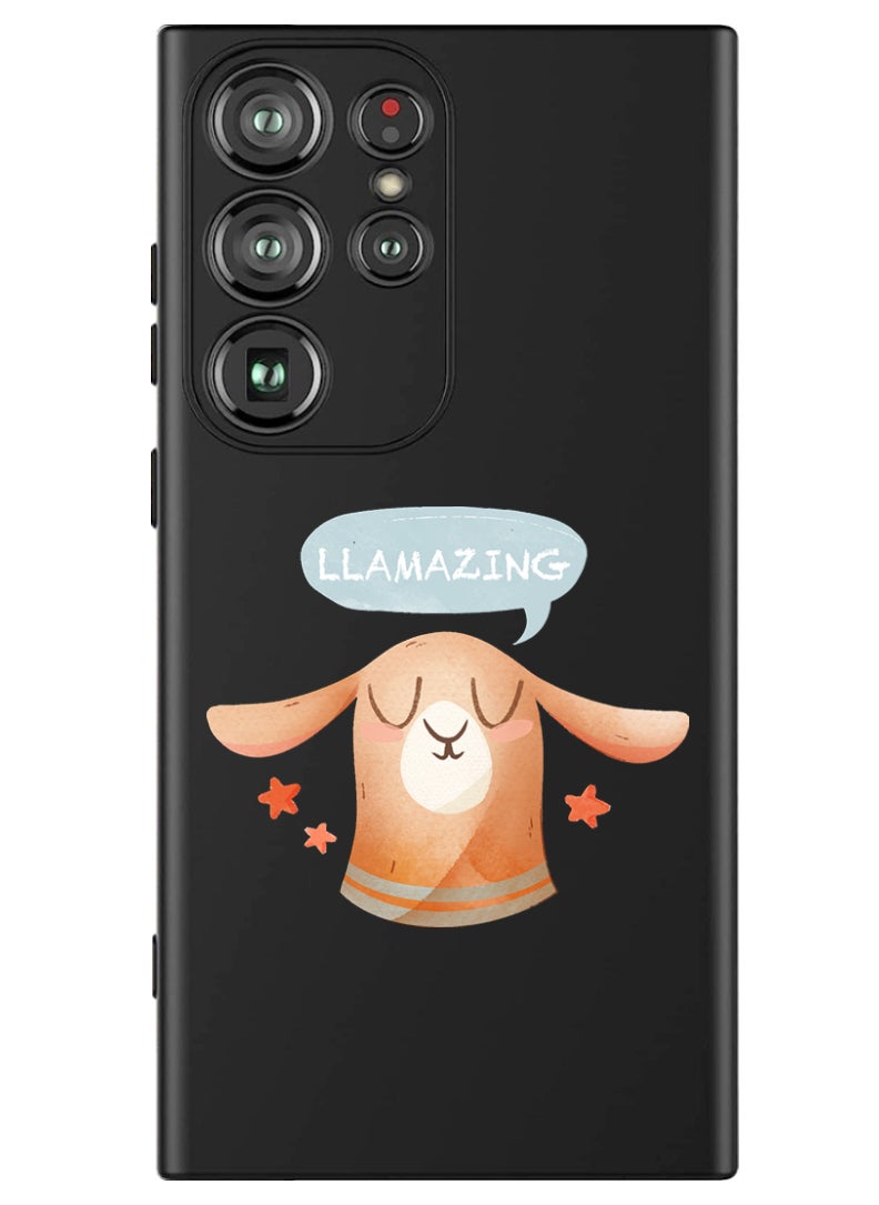 Theodor Protective Slim Fit Case Liquid Silicone Cover with Full Body Protection Anti-Scratch Shockproof Case For Samsung Galaxy S24 Ultra (Black) - Llamazing lama  - Image 1
