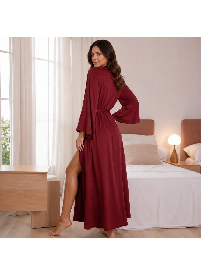 VEYRA 3-Piece Set: Red Robe, Purple Bodysuit and Stockings - Image 2