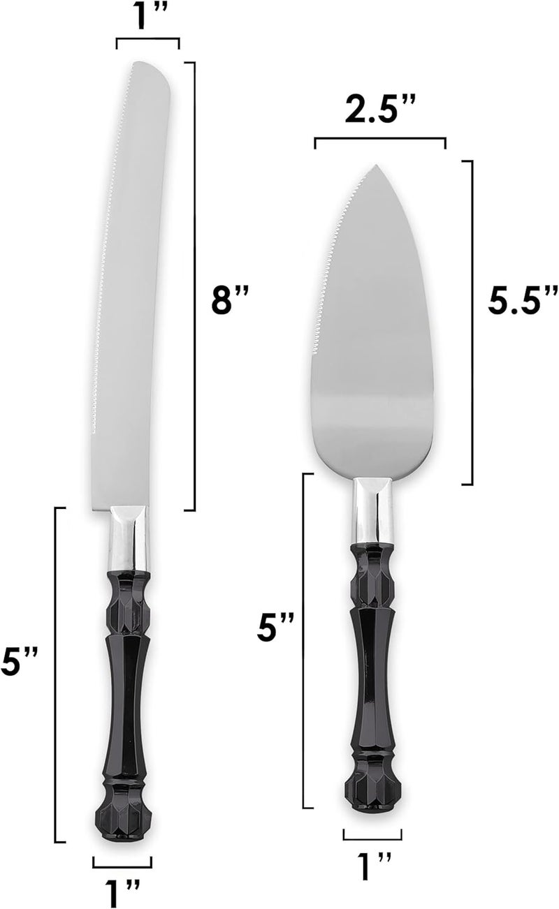 Homi styles Black Cake Knife and Server Set, Cake Cutter and Pie Spatula, Cake Server and Knife Set of 2 with Non-Slip Swirl Grip, Matte Black Cake Cutting Set for Wedding Cake, Birthdays, and Parties - Image 4