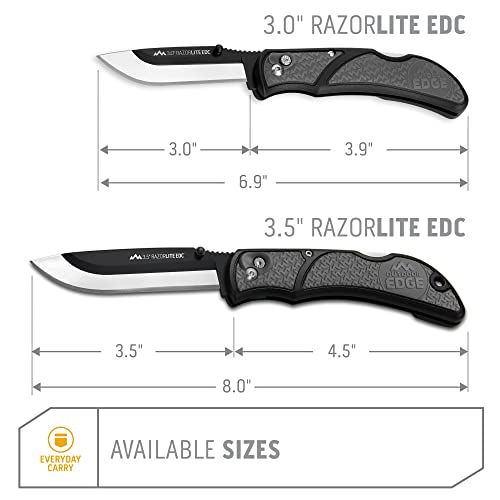 OUTDOOR EDGE 3.5" RazorLite EDC Knife. Pocket Knife with Replaceable Blades and Clip. Perfect For Hunting and Skinning Deer. Gray with 6 Blades - Image 3