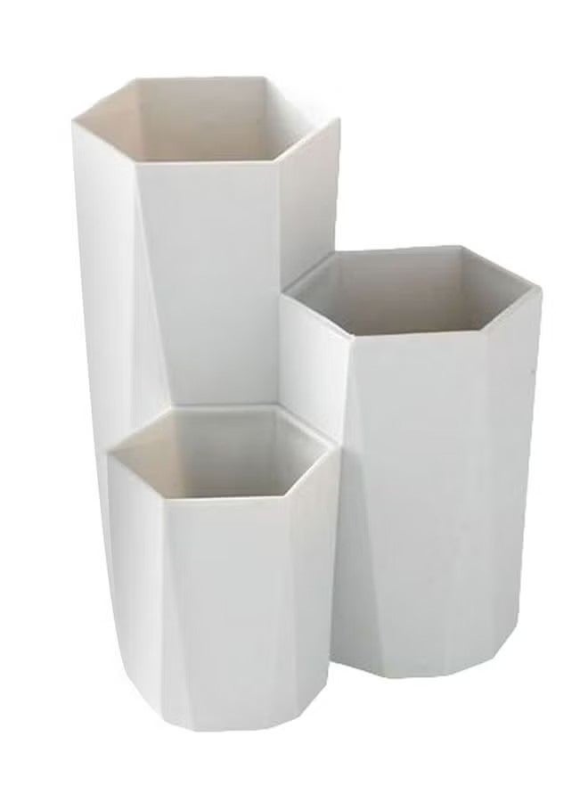 ORiTi 3 In 1 Makeup Brush Storage Box White - Image 1