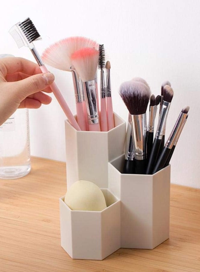 ORiTi 3 In 1 Makeup Brush Storage Box White - Image 3