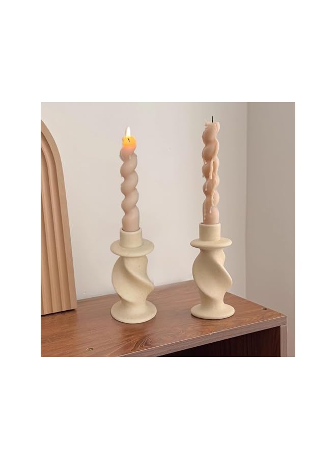 The Bros حامل شموع مدبب، حوامل شموع خزفية للديكور، مركز طاولة لحاملات الشموع المدببة، ديكور مكتبي لعيد ديwali، رمضان، ديكور المنزل، الزفاف، العشاء، الحفلات/المهرجانات/الاحتفالات، 2 قطعة - Image 2