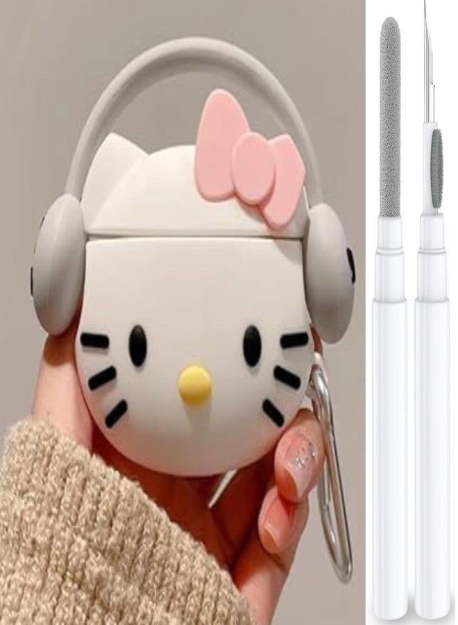 EMOH ROCED Compatible with AirPods Pro 2 Case with Cleaner Kit, Protective, Supports Wireless Charging Case Cover for AirPod Pro 1st/2nd Generation (2022/2019) (Kitty White) - Image 1