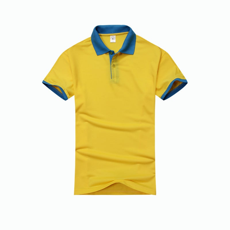 Mens and womens short-sleeved T-shirt turtle polyester-cotton contrast collar advertising shirt custom-made work clothes company high-grade custom-made manufacturers Yellow insert red 