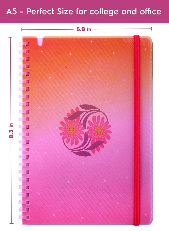 DOODLE A5 Soft Spiral Notebook With Elastic Band Closure & Pen Holder | 160 Ruled Paper | Beautifully Printed PP Cover | Perfect for School, College & Office Use - Radiant Joy - Image 5