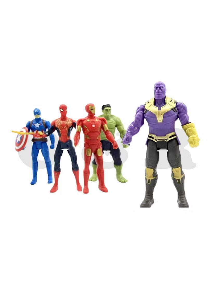 Avengers Toy Set of 5 Super Heroes – Marvel Action Figures Play Set | Captain America, Iron Man, Spider-Man, Hulk & Thanos | Infinity War & Endgame Collectible Model Dolls | Best Birthday Gift for Boys & Kids 3+ - Image 4