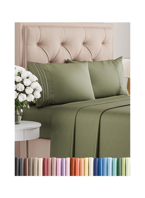 Full Size Sheet Set - 4 Piece Set - Hotel Luxury Bed Sheets - Extra Soft - Deep Pockets - Easy Fit - Breathable & Cooling - Wrinkle Free - Comfy - Sage Green Bed Sheets - Fulls Sheets - 4 PC